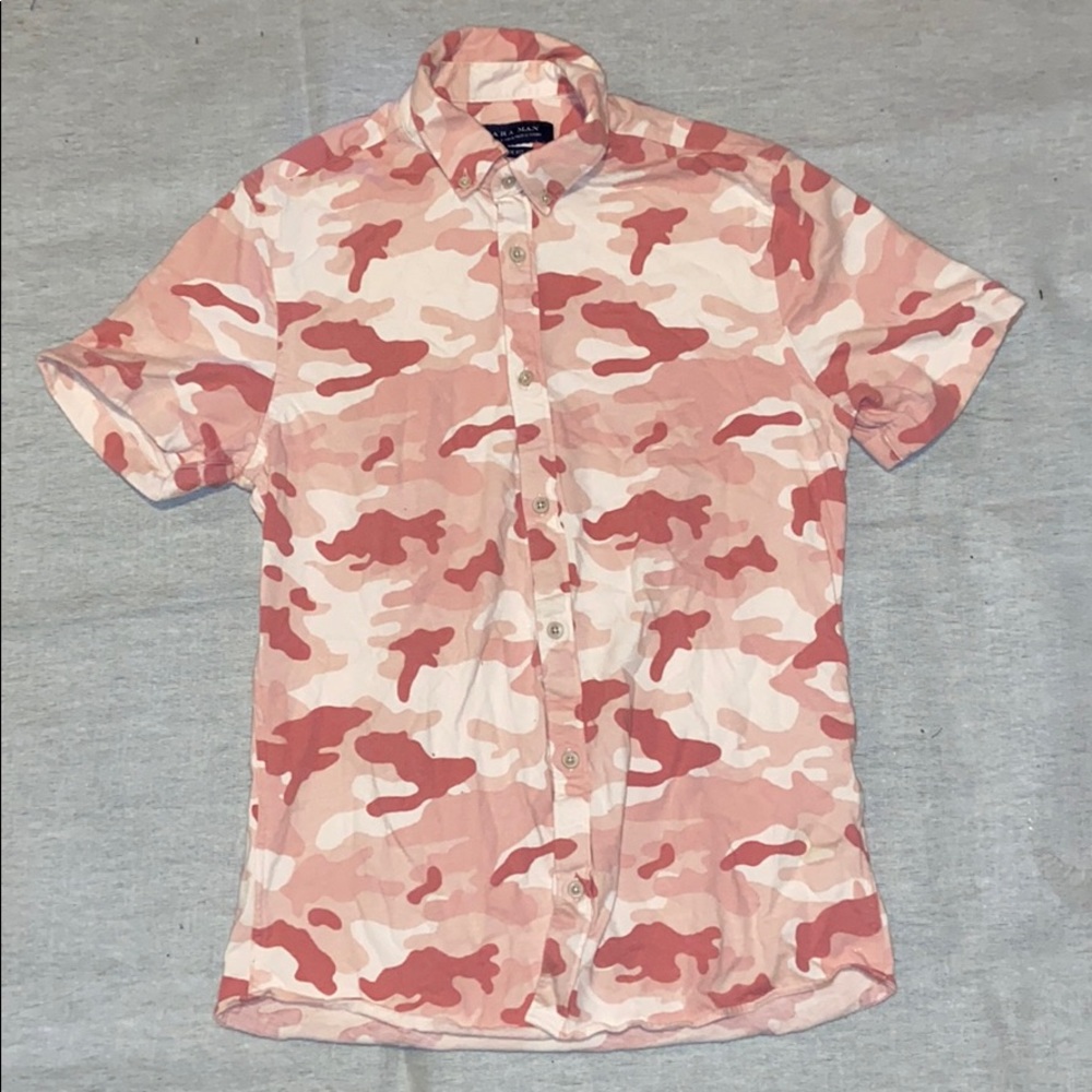 Men’s Pink Camouflage Button Up